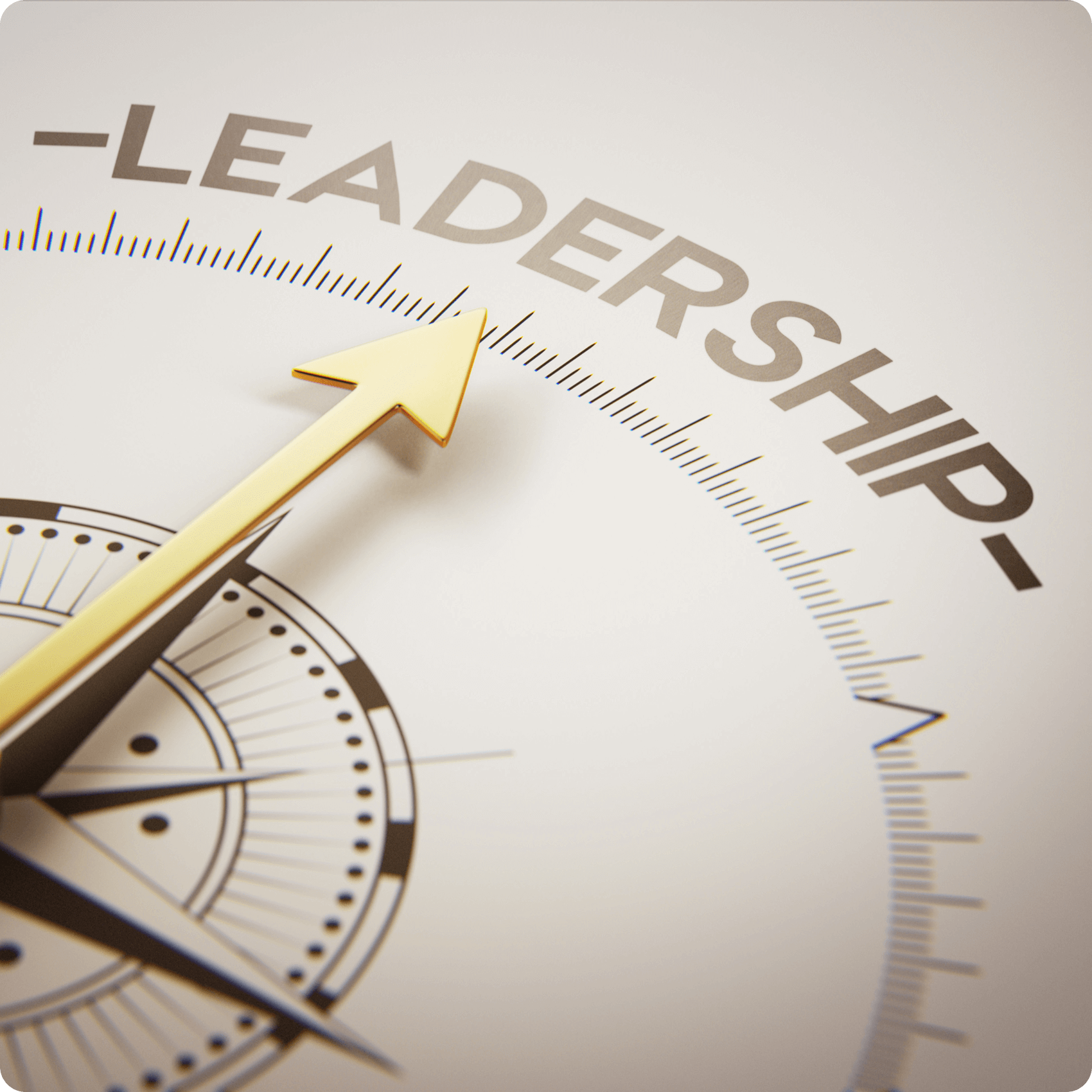 GettyImages-1783743772 (3) (1) A golden compass needle pointing towards the word "Leadership," suggesting guidance or direction.
